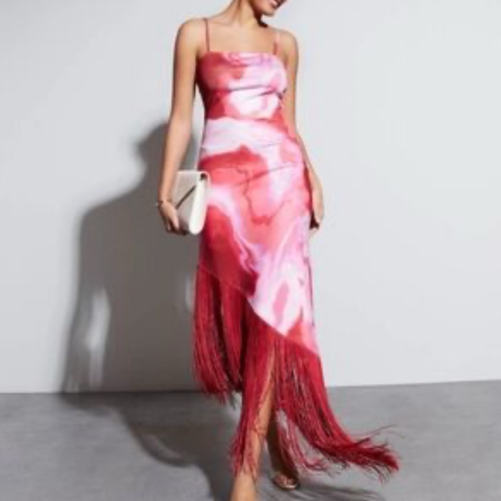 NWOT  Asymmetrical Fringe Dress